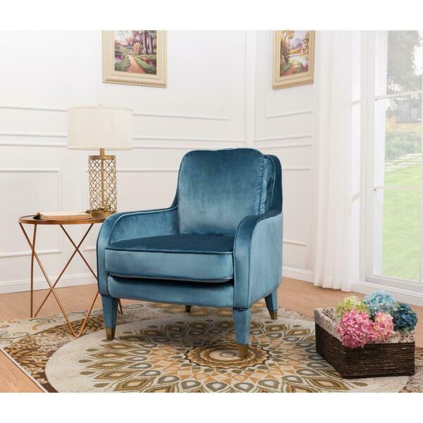 Chic Home Milka Accent Club Chair Velvet Upholstered Plush Cushion Seat Metal Trim, Blue FAC2820-US